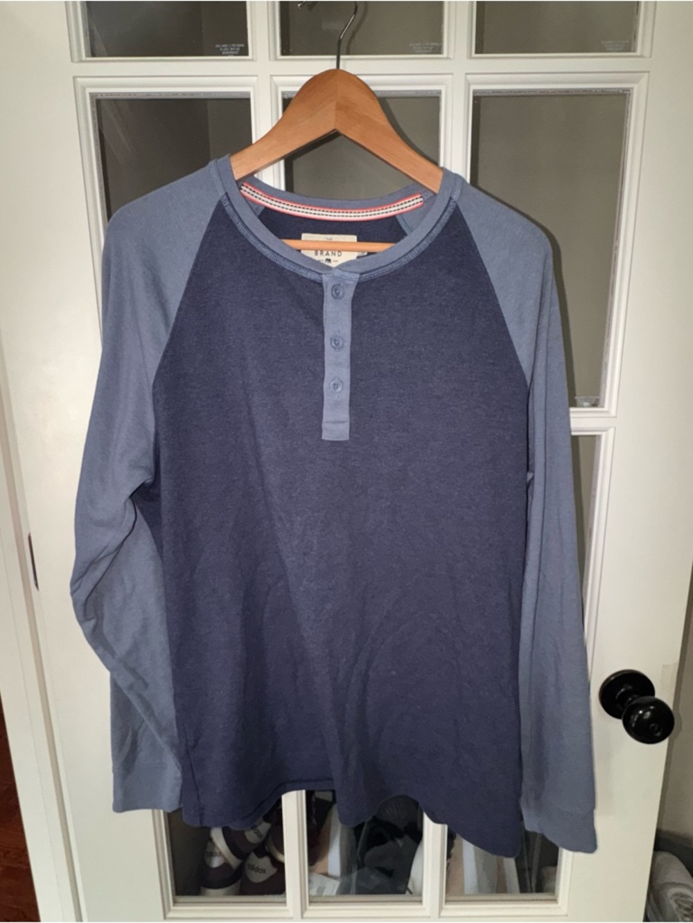 The normal brand mens size large three button Henley top